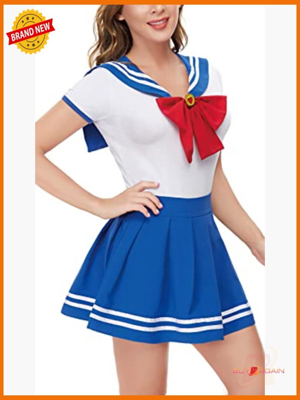 Button Front Romper Bodysuit with Attached Skirt, Adult Cosplay Onesie - Picture 7 of 7